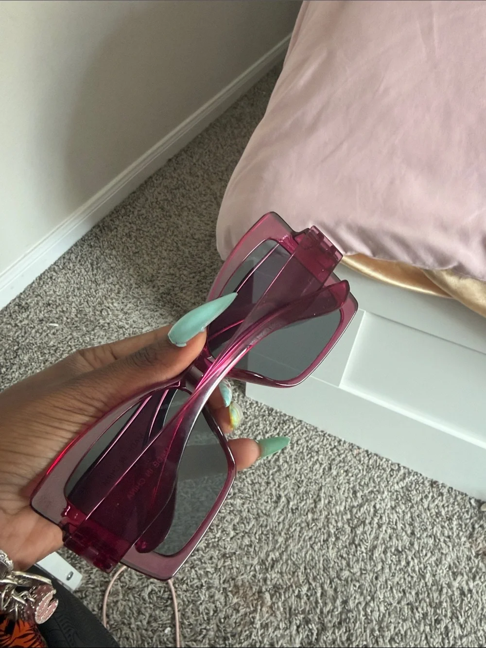 Oversized Square Sunglasses in Deep Berry Pink